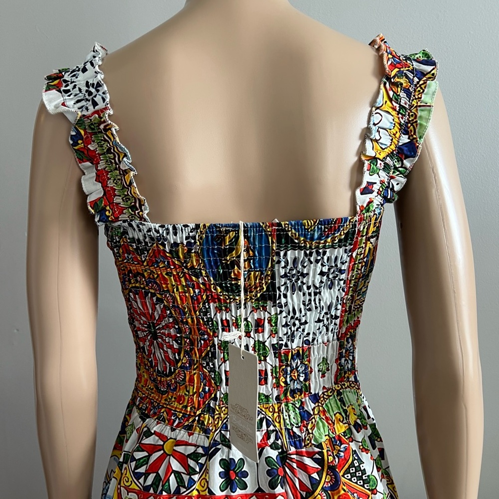 Bellambra 100% Cotton Made In Italy Multi Floral Midi Dress Size L - Picture 8 of 12